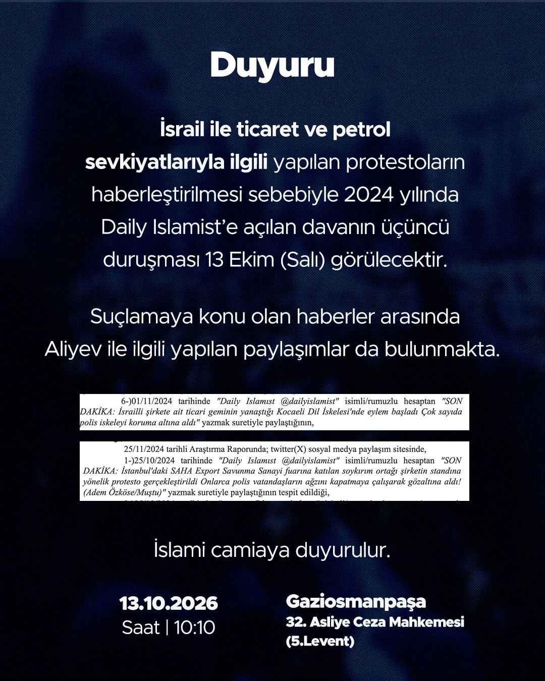 DAILY ISLAMIST YÖNETİCİSİ YARGILANIYOR