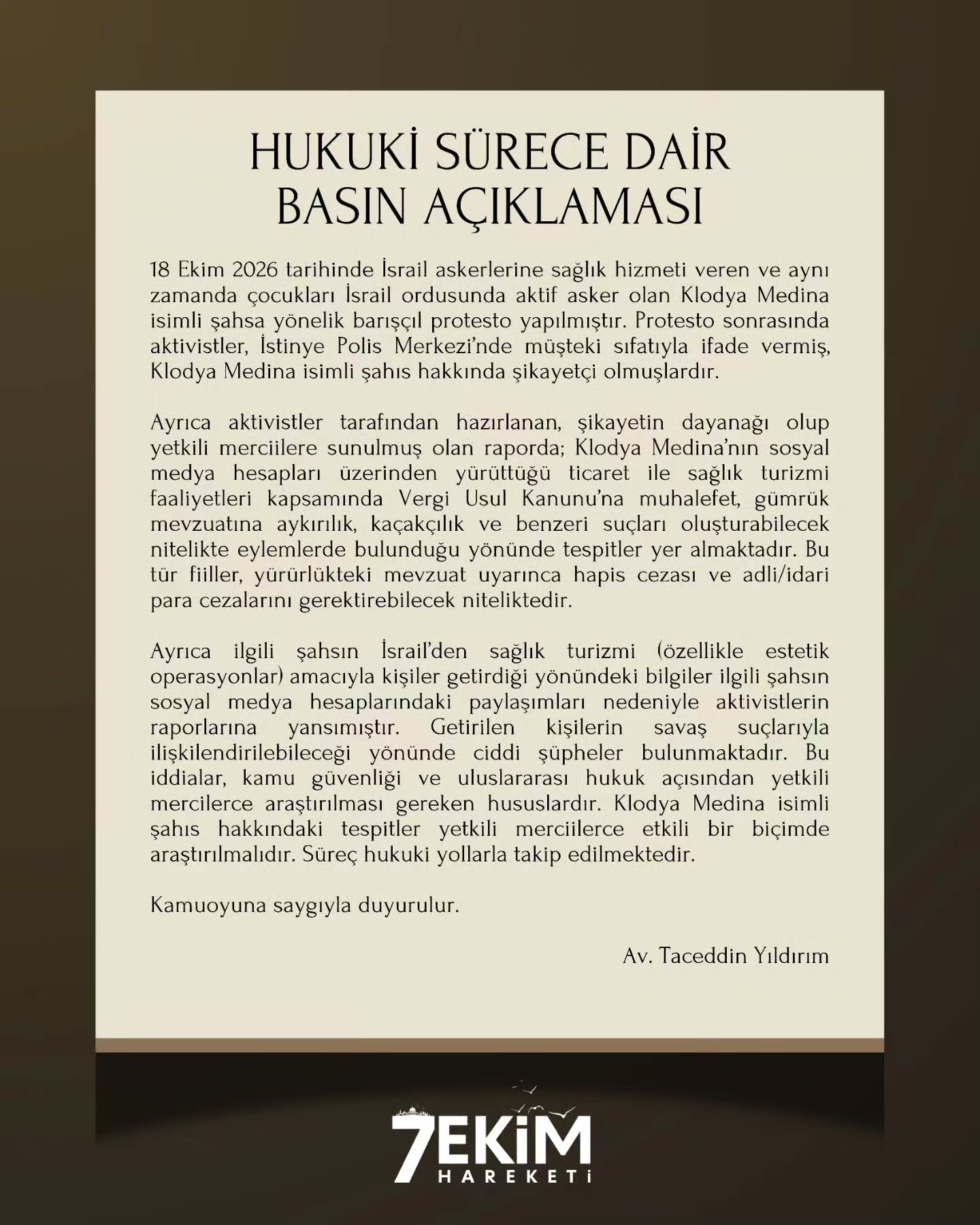 HUKUKİ SÜRECE DAİR BASIN AÇIKLAMASI